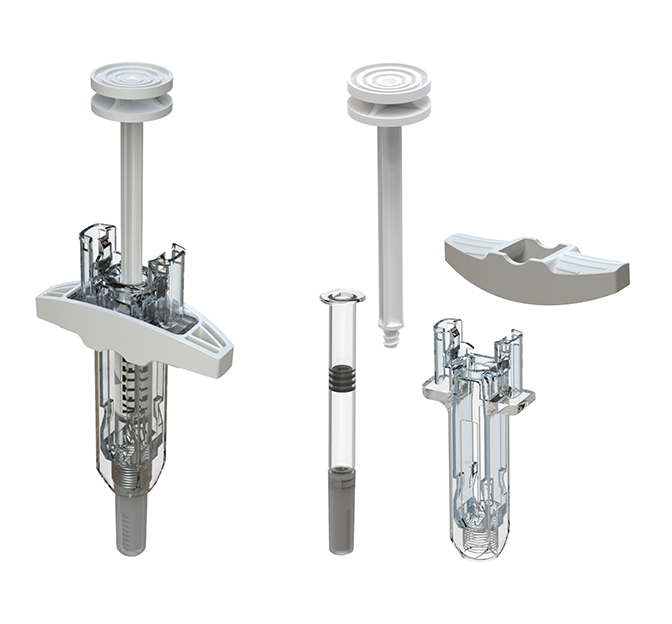 Safety syringe assembled and components