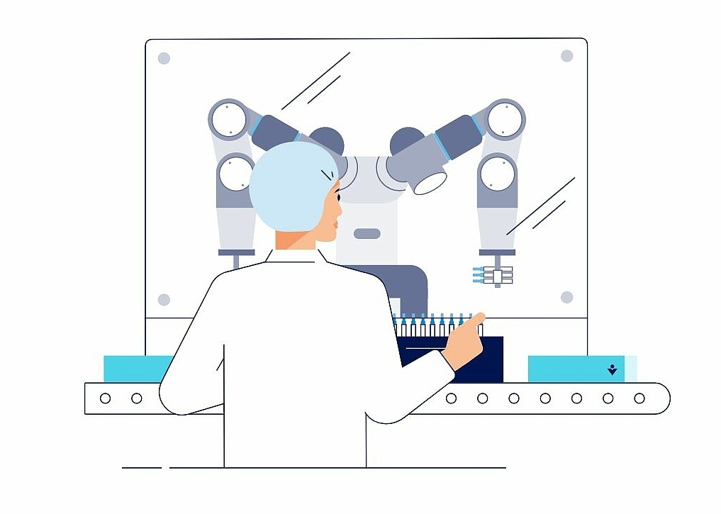 Illustration Facharbeiter in der Produktion weiß 