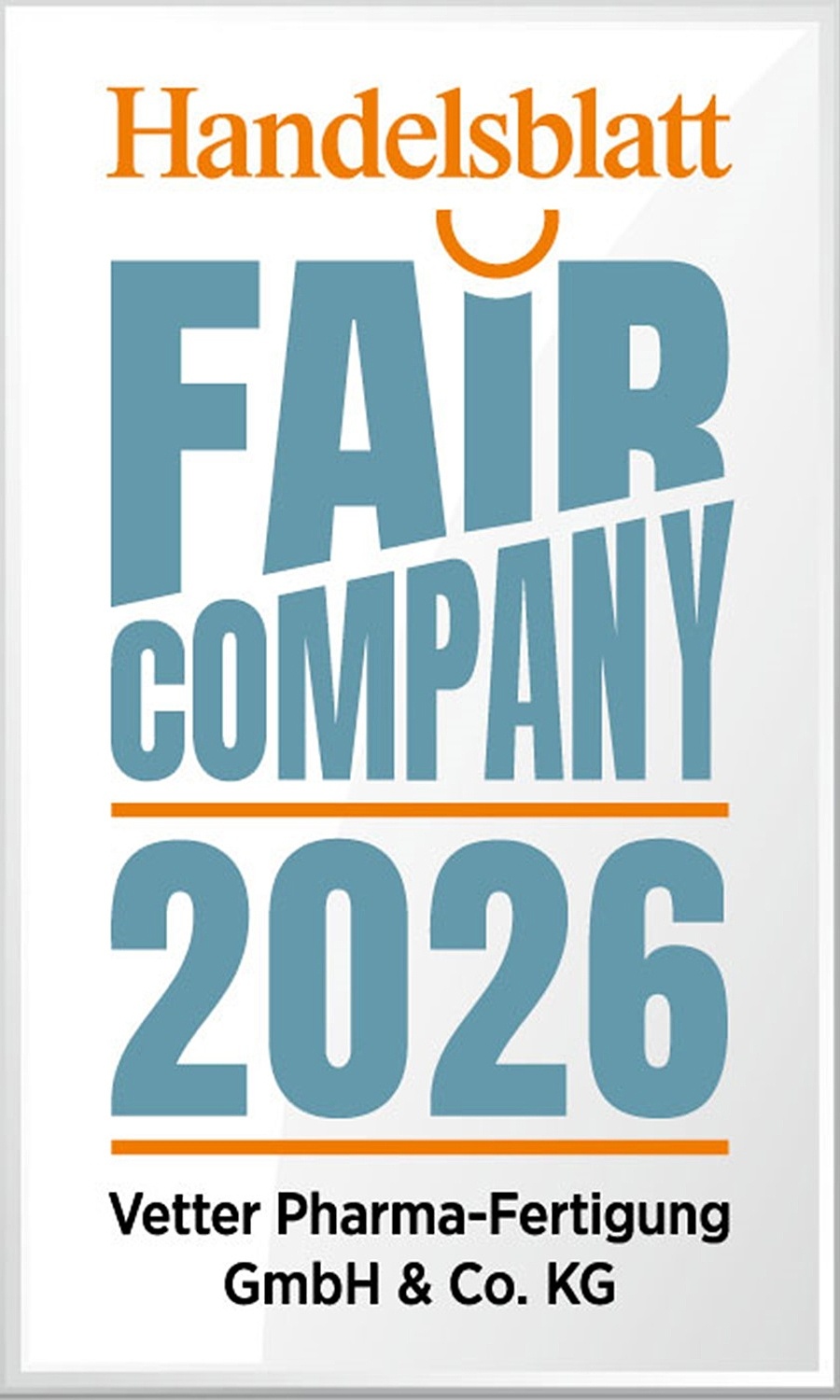 Logo Fair Company 2026 des Handelsblatts für Vetter