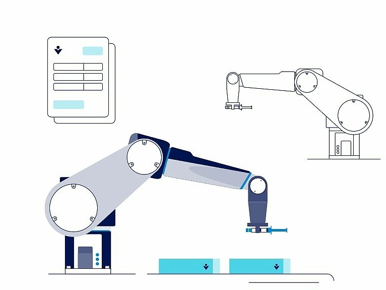 Illustration of robots in packaging