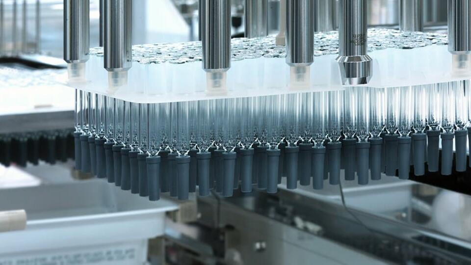 Commercial drug products being manufactured in syringes