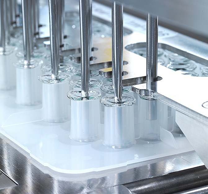 filling needles in commercial manufacturing line filling syringes