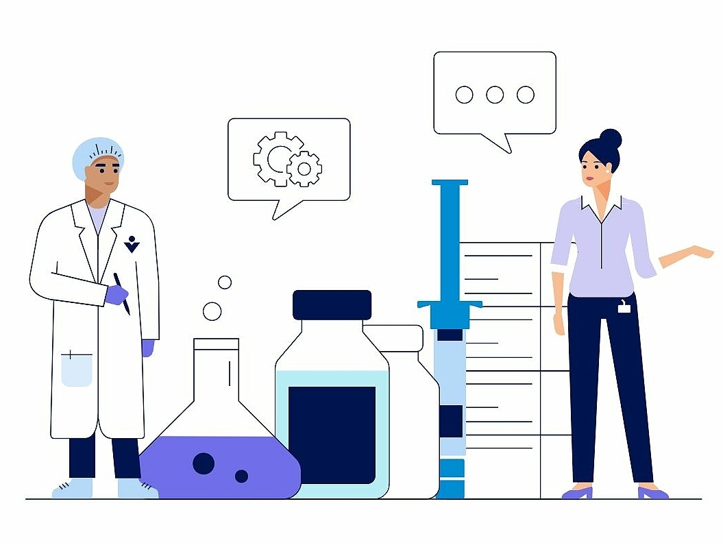 Illustration Vetter Arzneimittelherstellung weiß