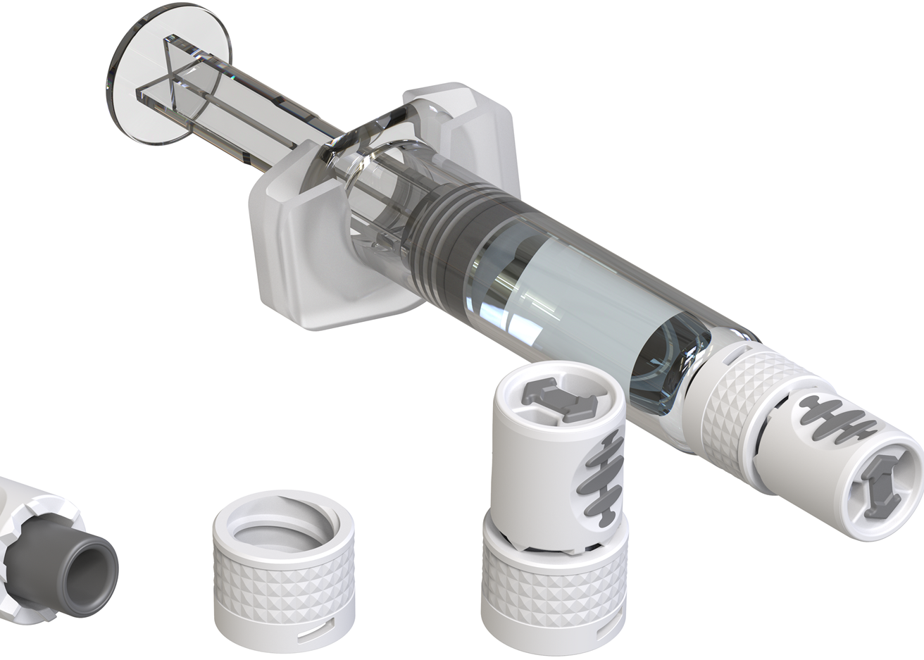 V-OVS® next als Einzelprodukt und montiert auf einer Spritze