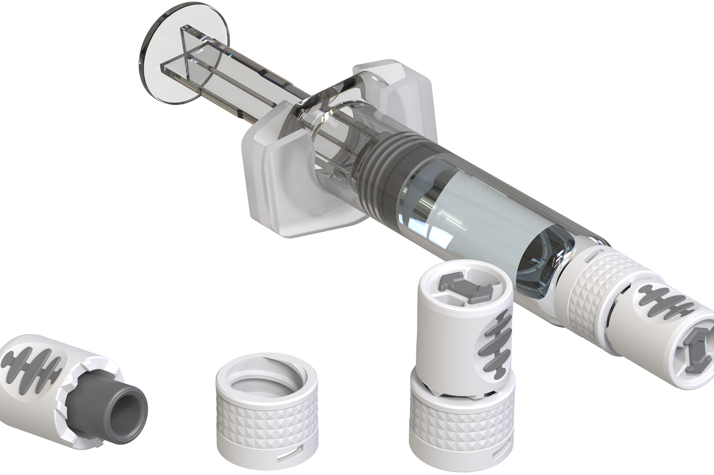 V-OVS® next als Einzelprodukt und montiert auf einer Spritze