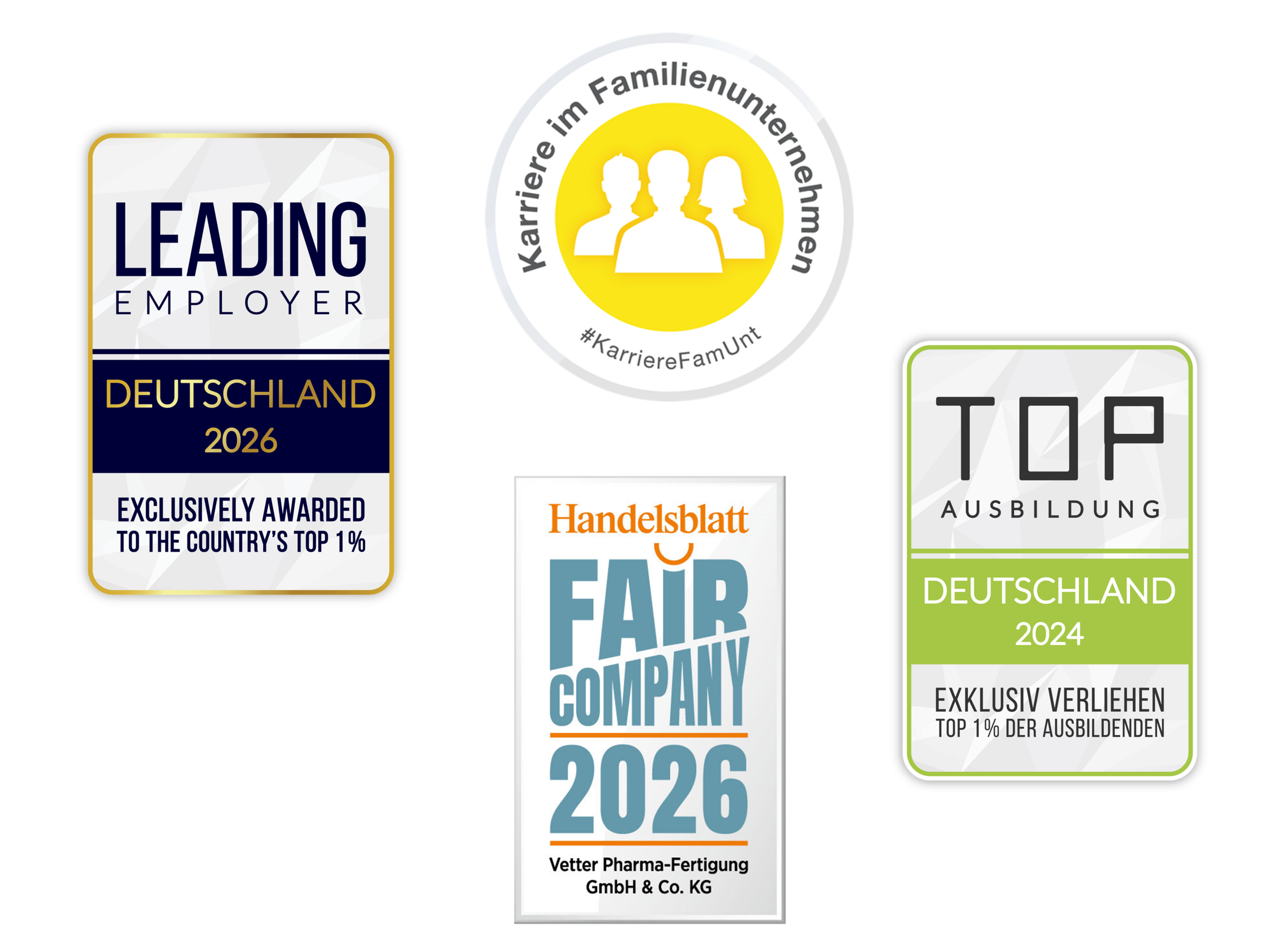 Logos der Arbeitgeber-Auszeichnungen für Vetter 2024