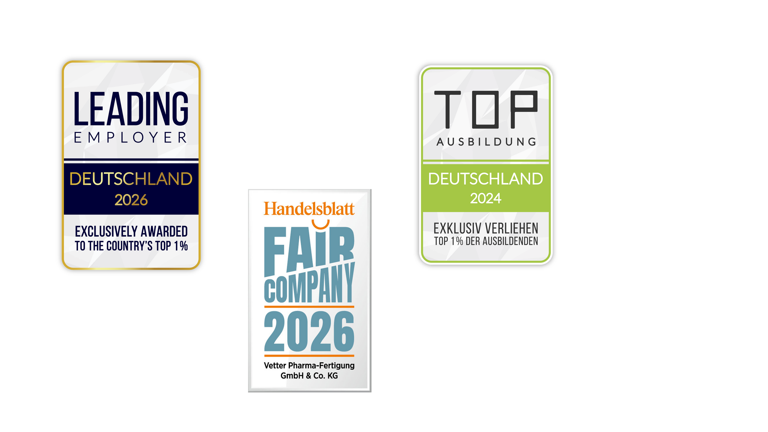 Logos der Arbeitgeber-Auszeichnungen für Vetter 2026