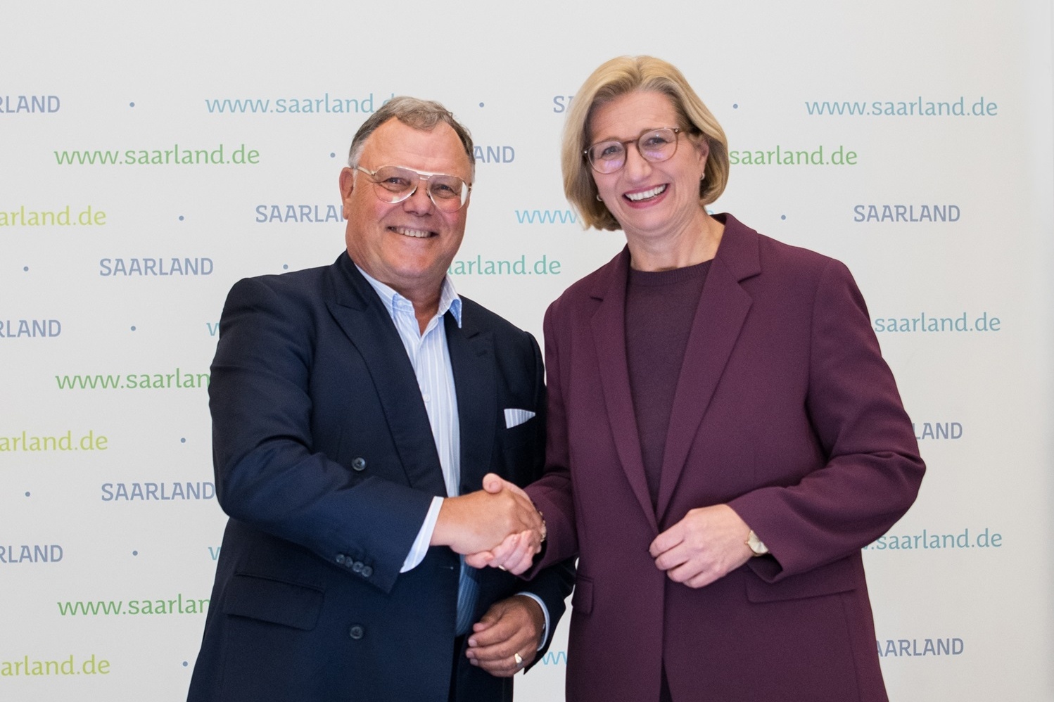Anke Rehlinger, Ministerpräsidentin des Saarlandes und Senator h.c. Udo J. Vetter, Beiratsvorsitzender und Mitglied der Inhaberfamilie Vetter