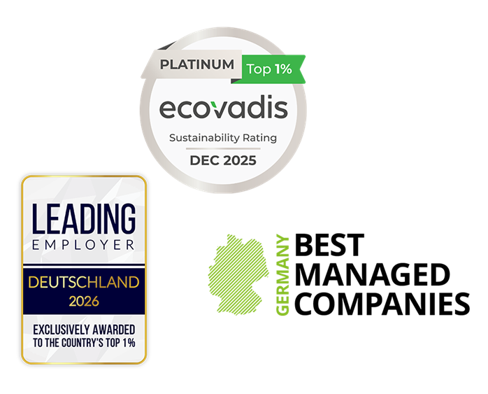 Auszeichnungen: Leading Employer, ecovadis und best managed companies