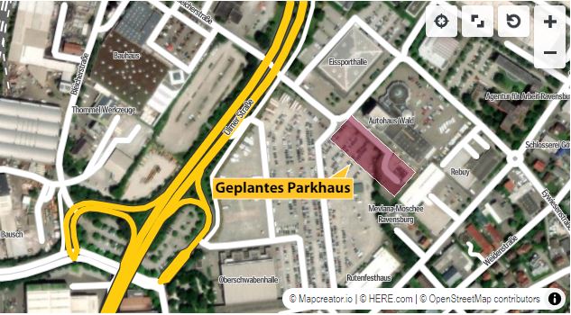 Lageskizze von dem geplantem Parkhaus 