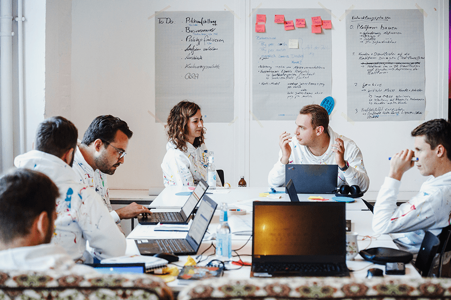 Hackathon team discusses ideas