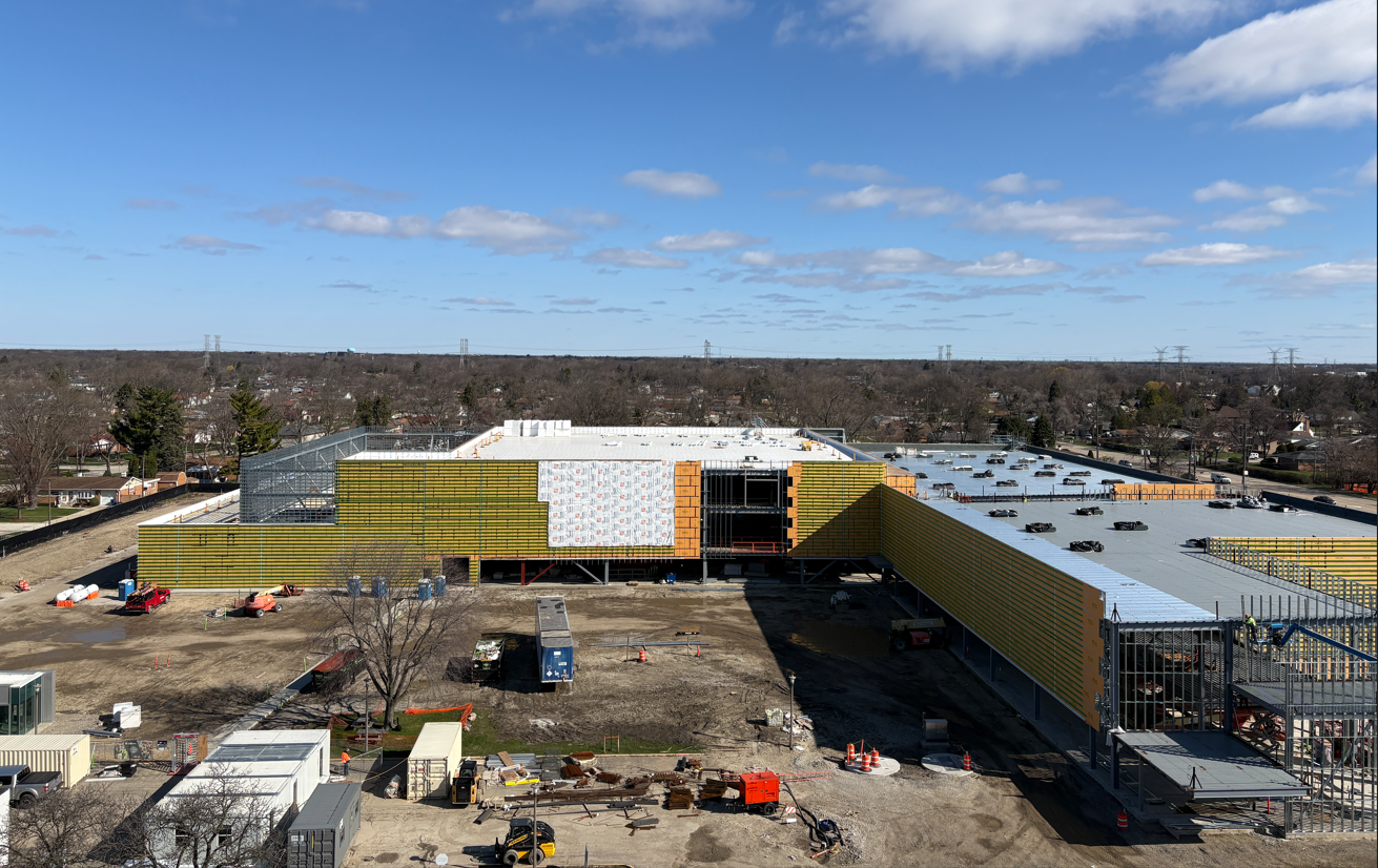 Stah.konstruktion fertiggestellt neues Gebäude Vetter Des Plaines