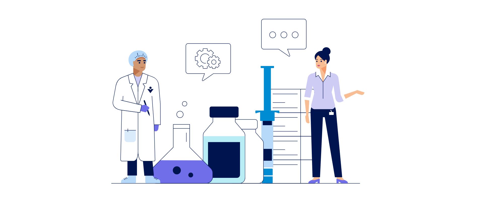 Illustration Vetter Arzneimittelherstellung weiß